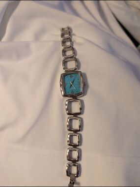 Silpada Turquoise Dial Silver Link Bracelet Watch